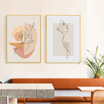 tableau fleur fond beige