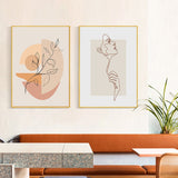 tableau fleur fond beige