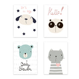 tableau dessin chat gris avec coeur