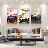 Alpine Flying Crane Abstract Posters and Prints Japanese 