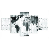 affiche carte du monde blanche et grise 5 pièces