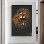 tableau lion gueule ouverte