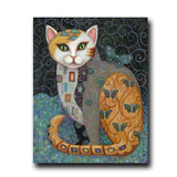 tableau peinture chat bougeoirs