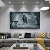 tableau ours et loup gris