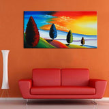 tableau peinture arbres pleins de couleurs