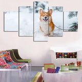 tableau chien shiba dans la neige