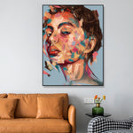 tableau visage femme taches de peinture