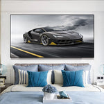tableau super car en noir et blanc