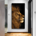 tableau roi de la savane fond noir