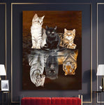 tableau peinture 3 petits chats