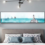 Cadre peinture bateau et phare