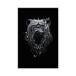 tableau chien dark fond noir