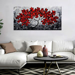 tableau peinture arbre feuilles jaunes