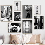 tableau noir et blanc ville