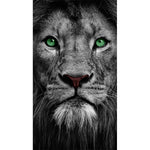 tableau nordique lion yeux verts