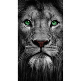 tableau nordique lion yeux verts