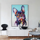 tableau peinture abstraite chien orange