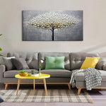 tableau peinture arbre en or