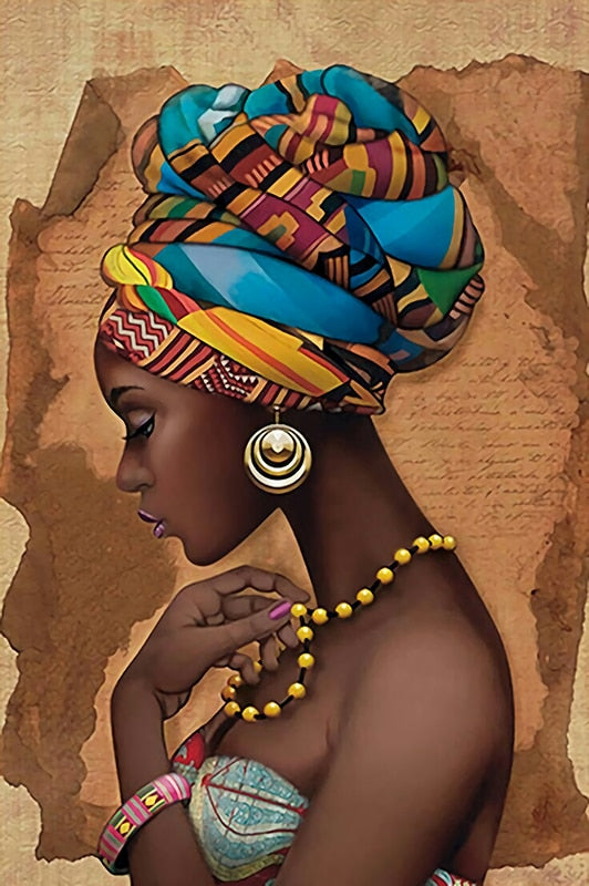 Tableau africain : femme Africaine Coloré