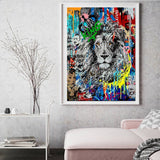 tableau pop art d’un lion