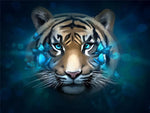 Affiche tigre fumée bleue