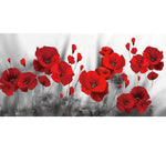 tableau photo fleurs rouges en noir et blanc