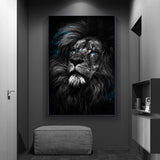 cadre lion 1 pièce Tache de peinture bleue