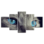 tableau peinture animal yeux bleue