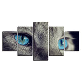 tableau peinture animal yeux bleue