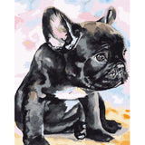 tableau peinture bulldog noir