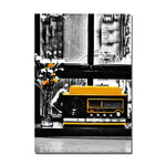 tableau vintage enceinte noire et jaune