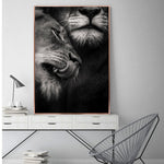 tableau photo lion mâle et femelle
