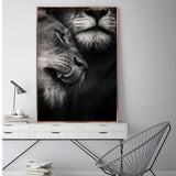 tableau photo lion mâle et femelle