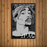 tableau Tupac Shakur sur fond noir