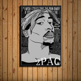 tableau Tupac Shakur sur fond noir