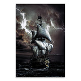 tableau bateau pirate et orage