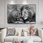 affiche lion 1 pièce Couple noir et blanc