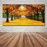 tableau rangée arbre jaune