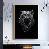 tableau chien dark fond noir