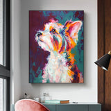 tableau peinture abstraite chien orange