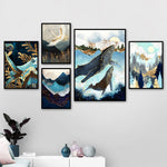 cadre peinture montagne bleue