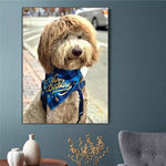 tableau chien ruban bleu