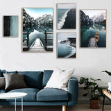 tableau barque pont et montagne