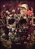 tableau skull avec des fleurs