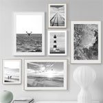 tableau noir et blanc mer clame