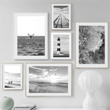 tableau noir et blanc mer clame
