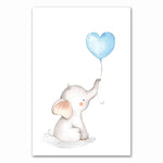 tableau enfant éléphant ballon cœur bleu