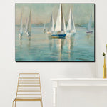 tableau peinture plusieurs bateaux