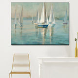 tableau peinture plusieurs bateaux