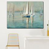 tableau peinture plusieurs petits bateaux